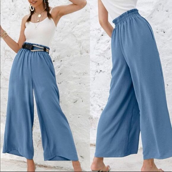 Boho Wide Leg High Waist Flowy Pants - Picture 7 of 13